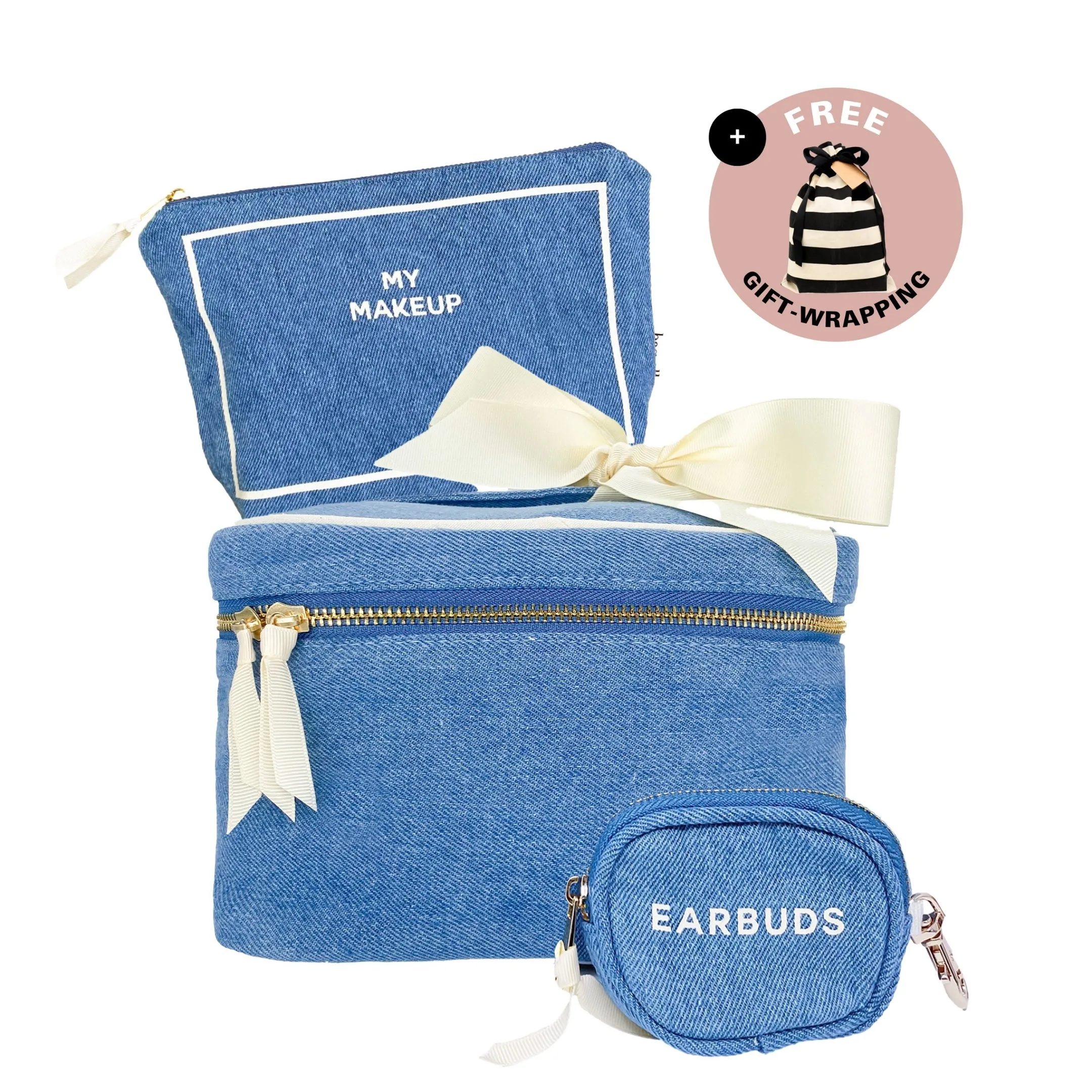 Trendy Denim Travel Gift Set, 3-pack, Denim