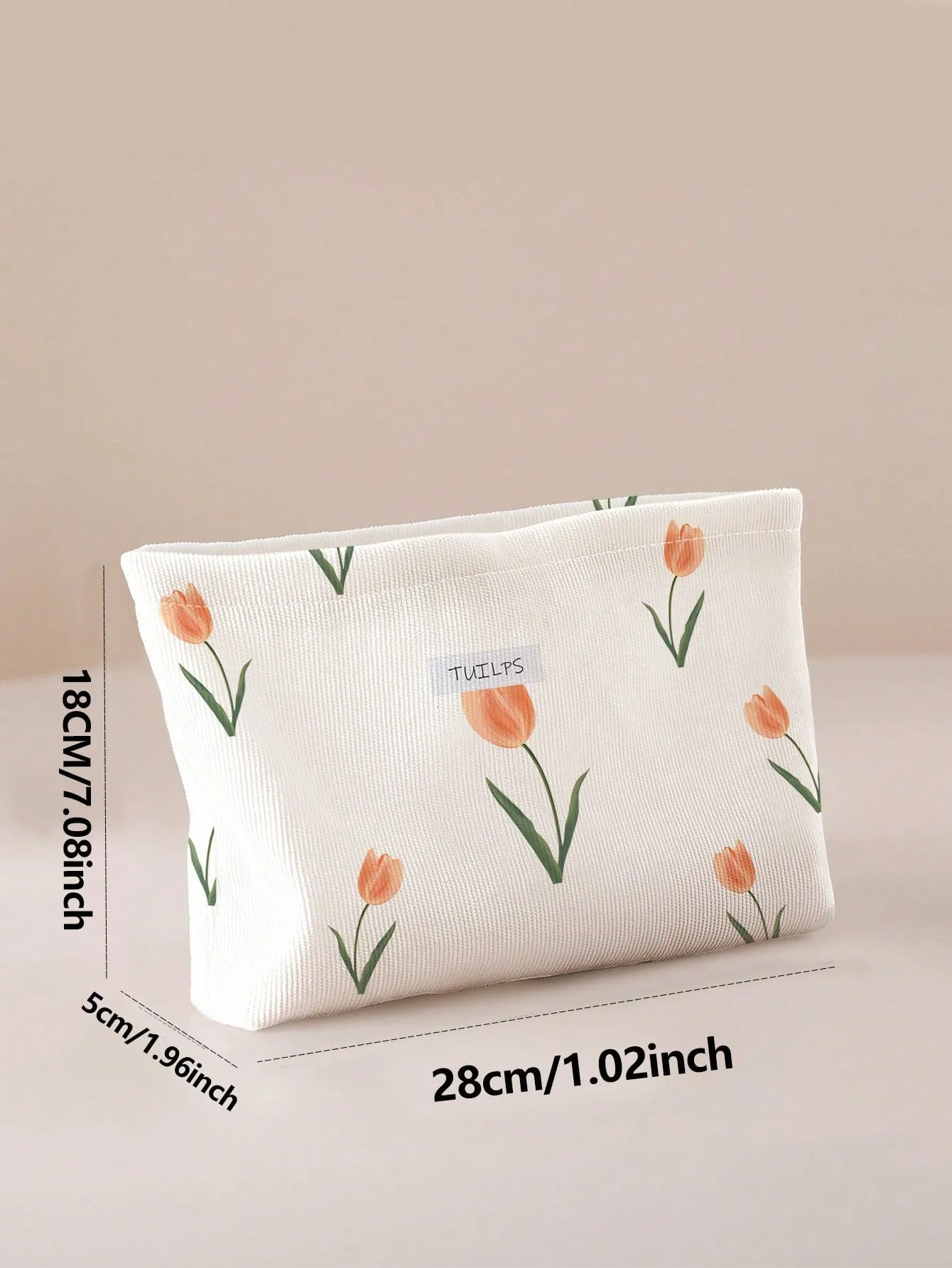 Tulip Flower Print Zippered Makeup Bag Cosmetic Organizer Toiletries Bag Makeup