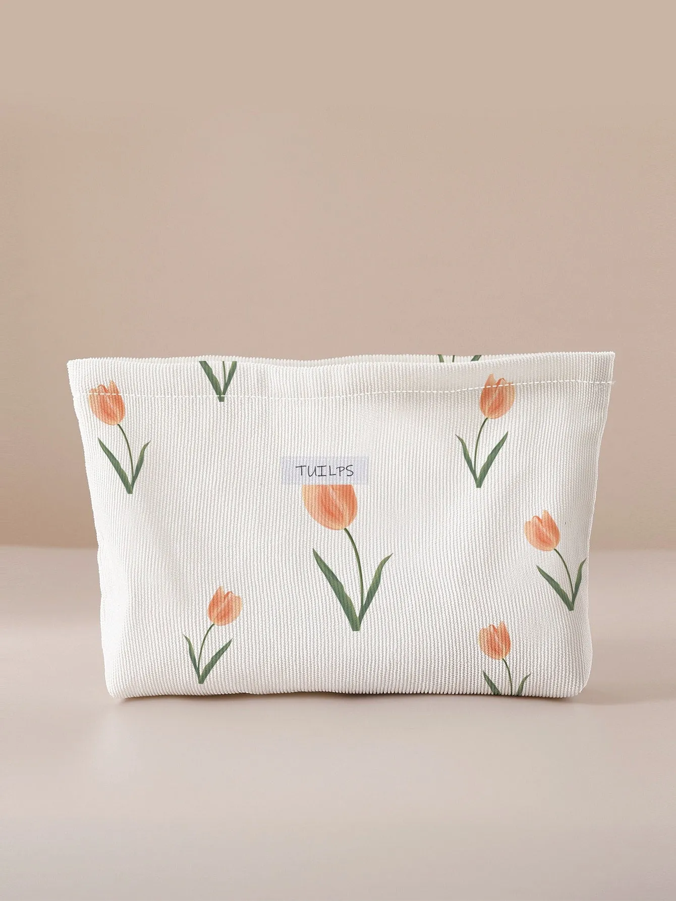 Tulip Flower Print Zippered Makeup Bag Cosmetic Organizer Toiletries Bag Makeup