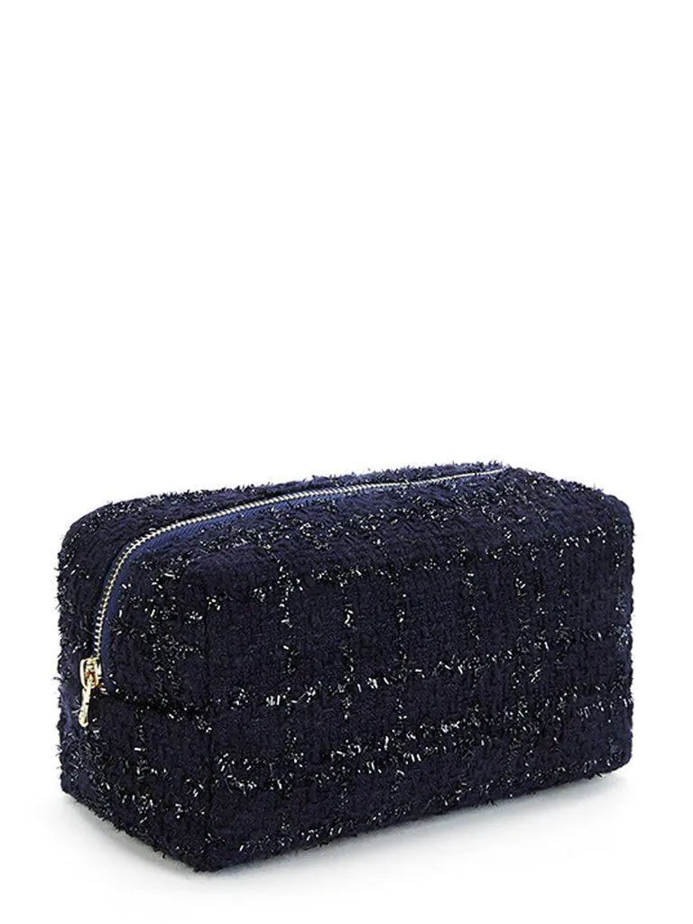 Tweed Zipper Makeup Bag