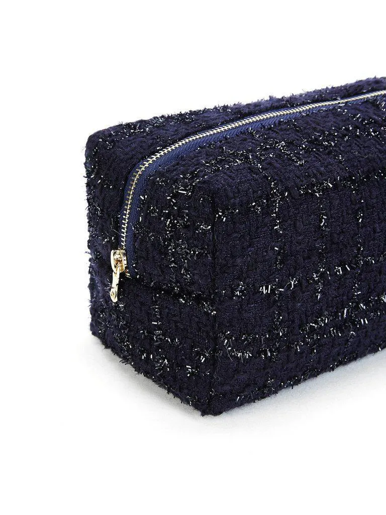 Tweed Zipper Makeup Bag