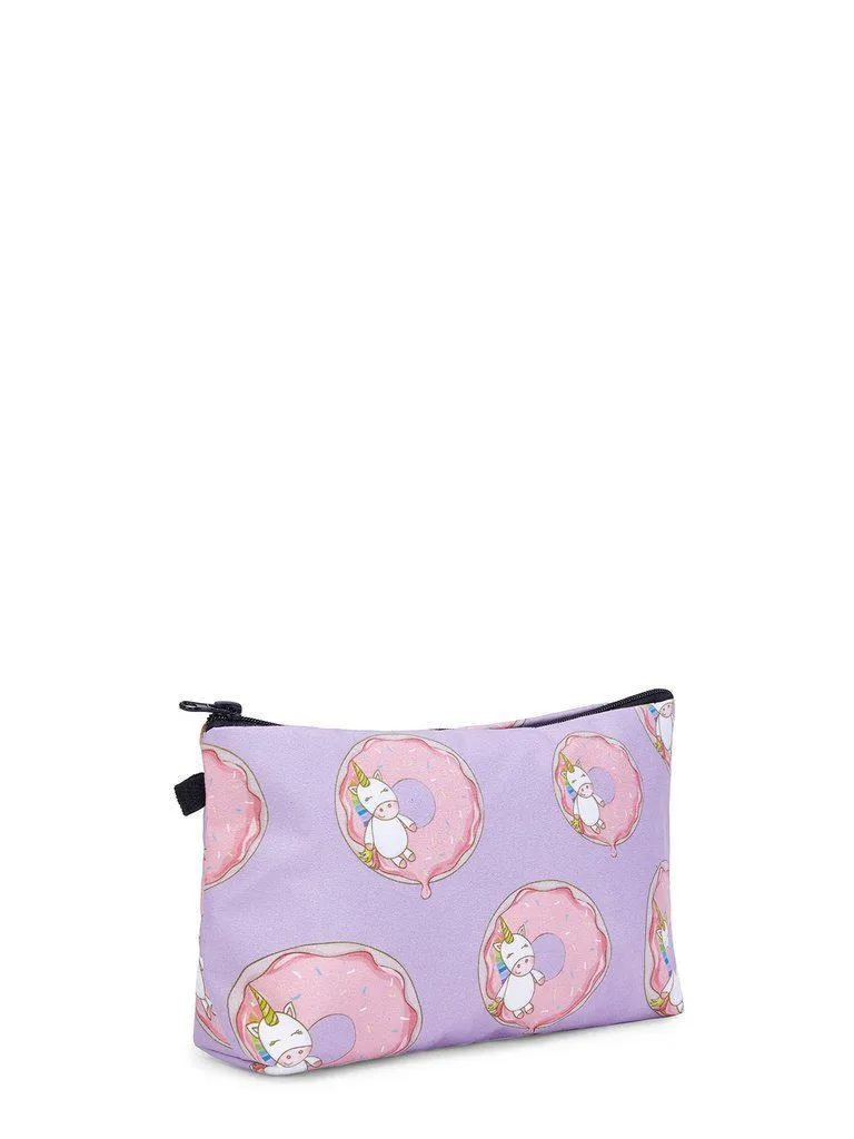 Unicorn & Doughnut Print Makeup Bag