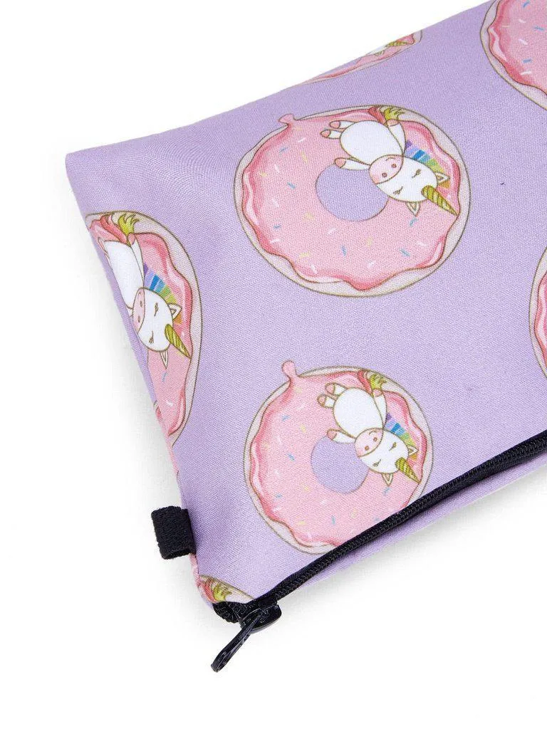 Unicorn & Doughnut Print Makeup Bag