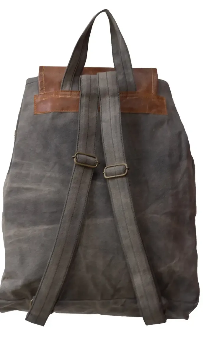 Upcycled Patched Canvas & Leather - Backpack