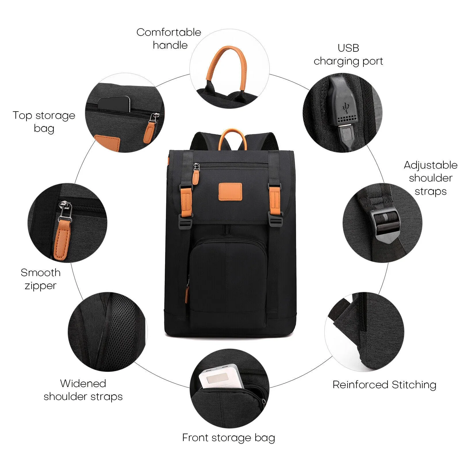 USB Port Anti-theft Rucksack Travel Bag