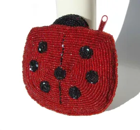 Vintage 90s LadyBug Beaded Coin Purse