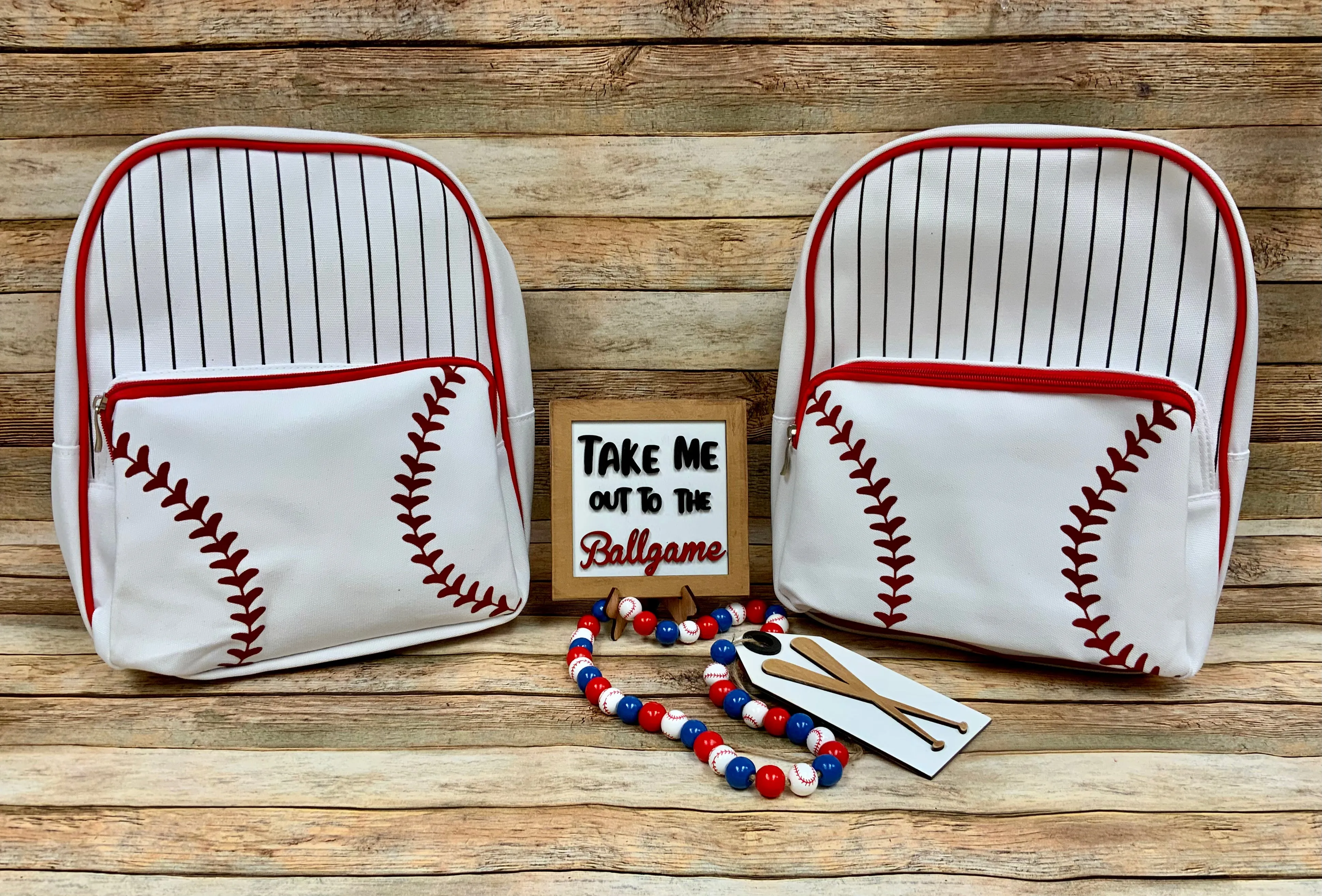 White Canvas Baseball Backpack