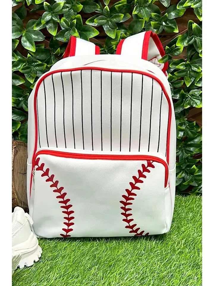 White Canvas Baseball Backpack