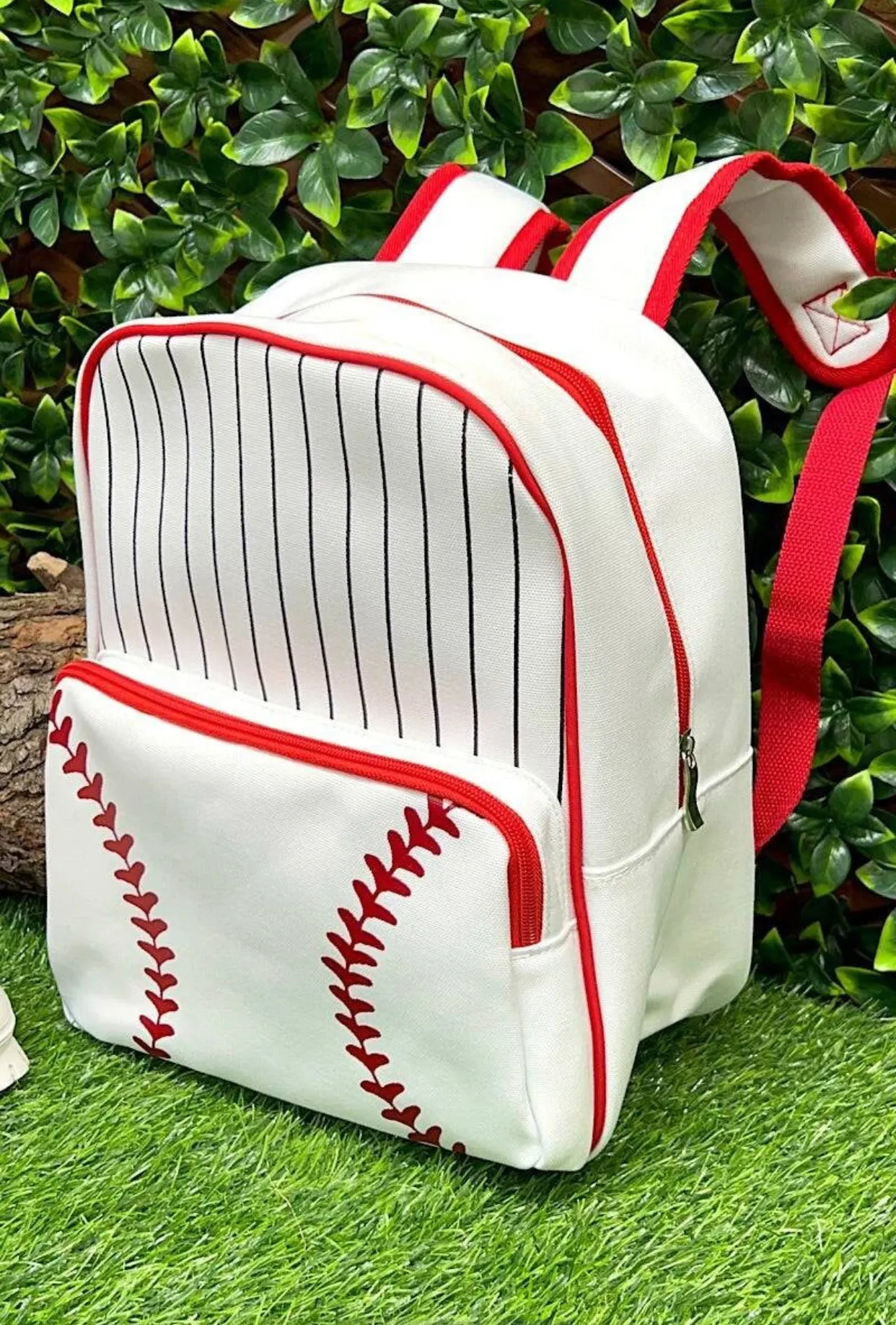 White Canvas Baseball Backpack