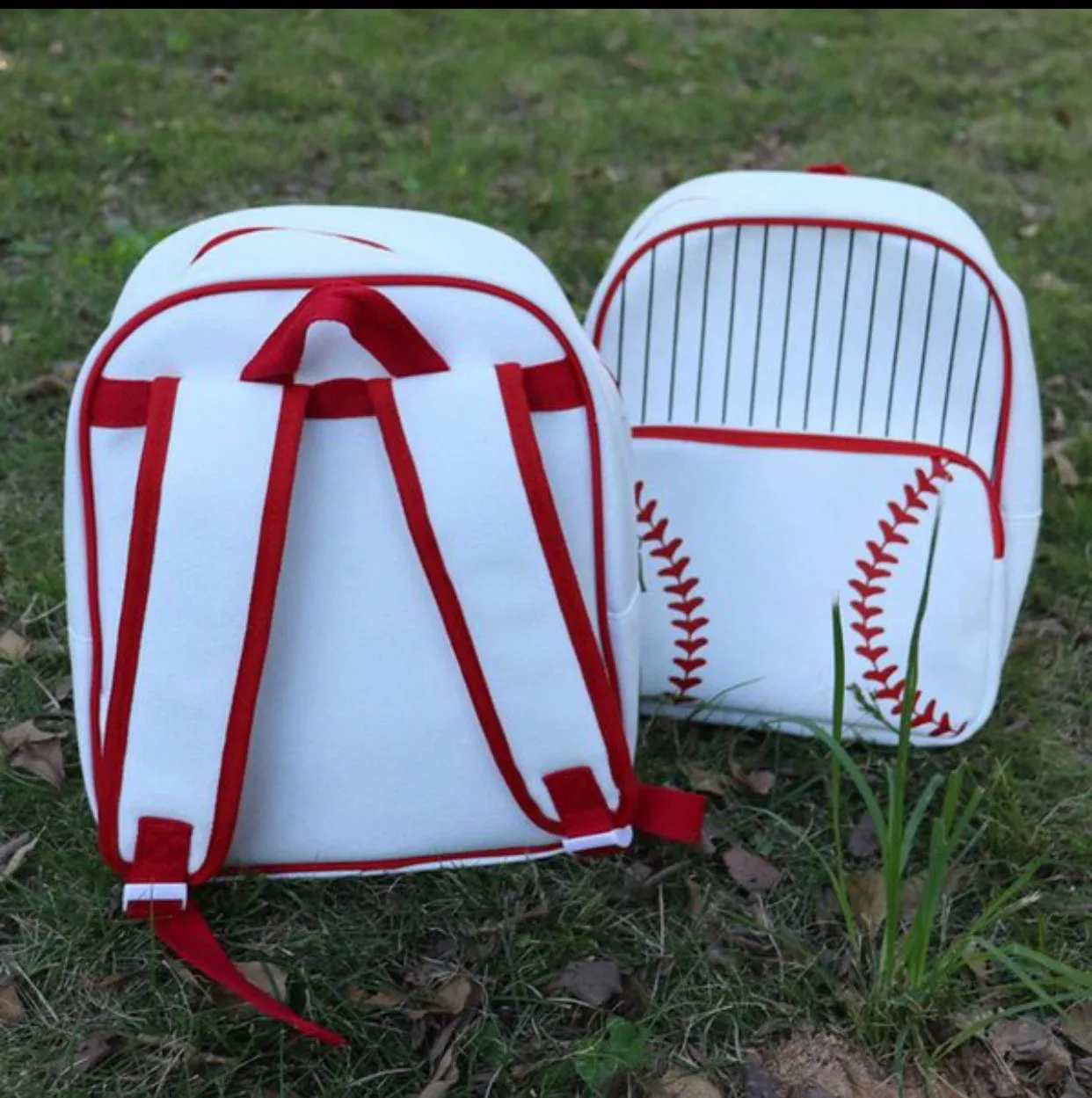 White Canvas Baseball Backpack