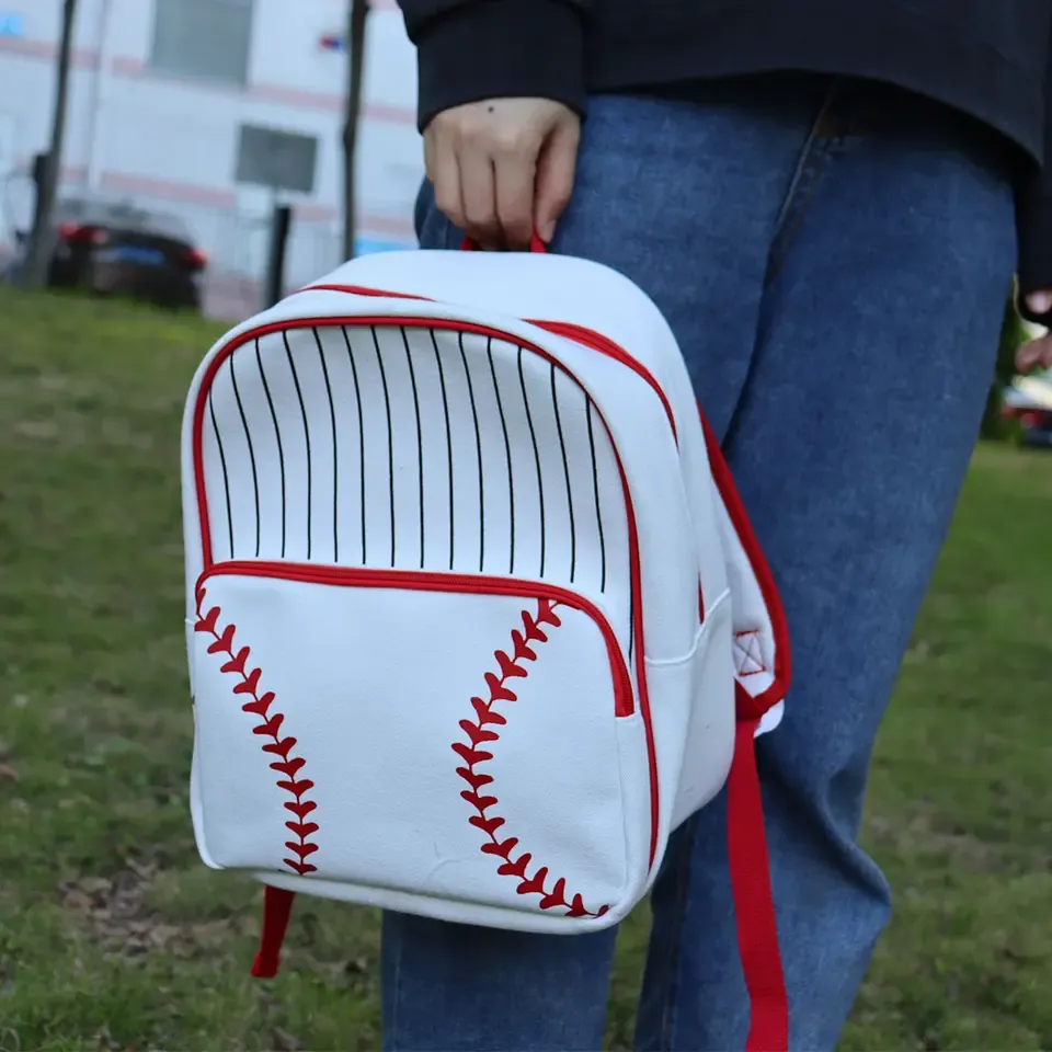 White Canvas Baseball Backpack