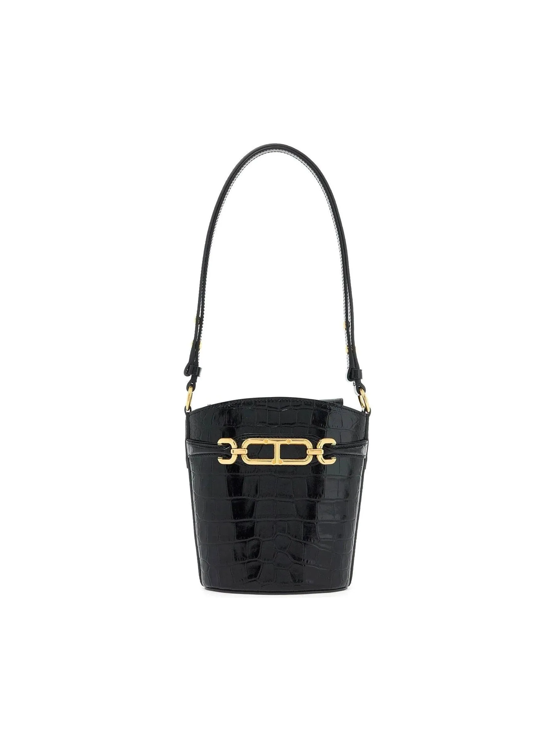 Whitney Croc-Embossed Leather Bucket Bag