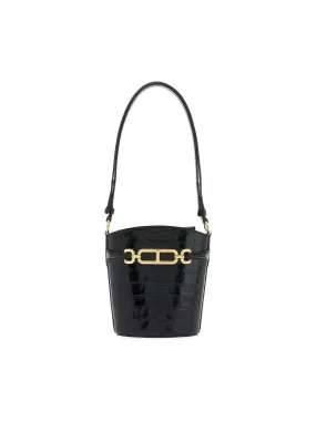 Whitney Croc-Embossed Leather Bucket Bag