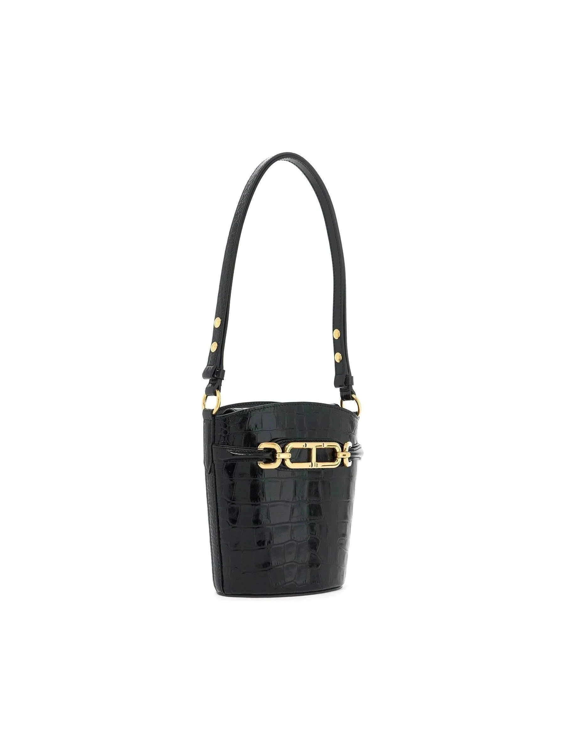 Whitney Croc-Embossed Leather Bucket Bag