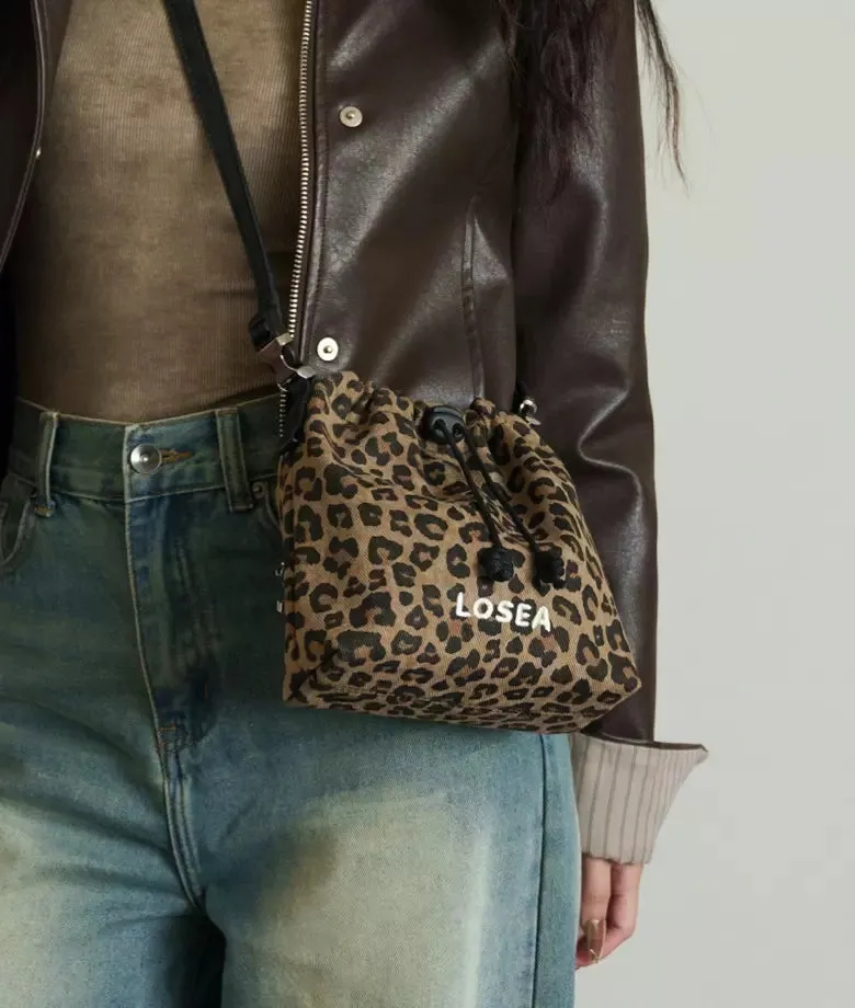 WILDCAT leopard print bucket bag