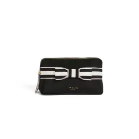 Women Kadera-Branded Webbing Neoprene Makeup Bag - Jet-Black