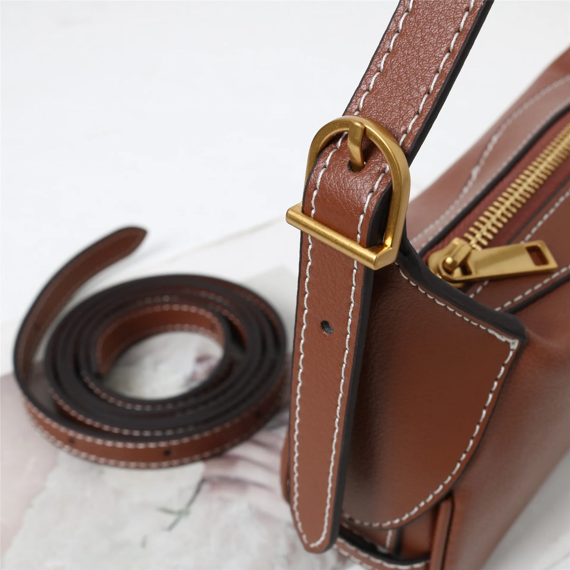 Womens Calfskin Leather Cross Body Underarm Bag