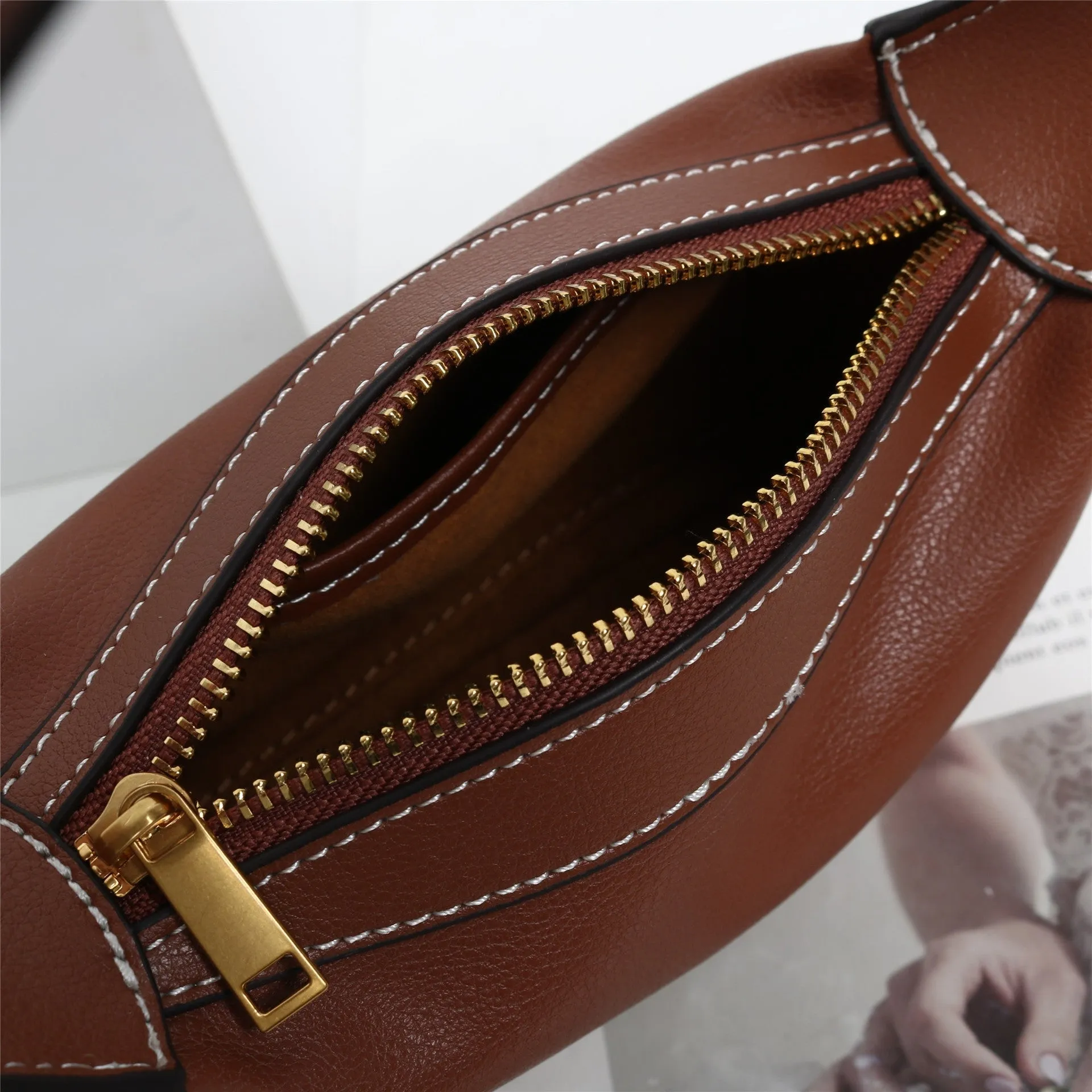 Womens Calfskin Leather Cross Body Underarm Bag