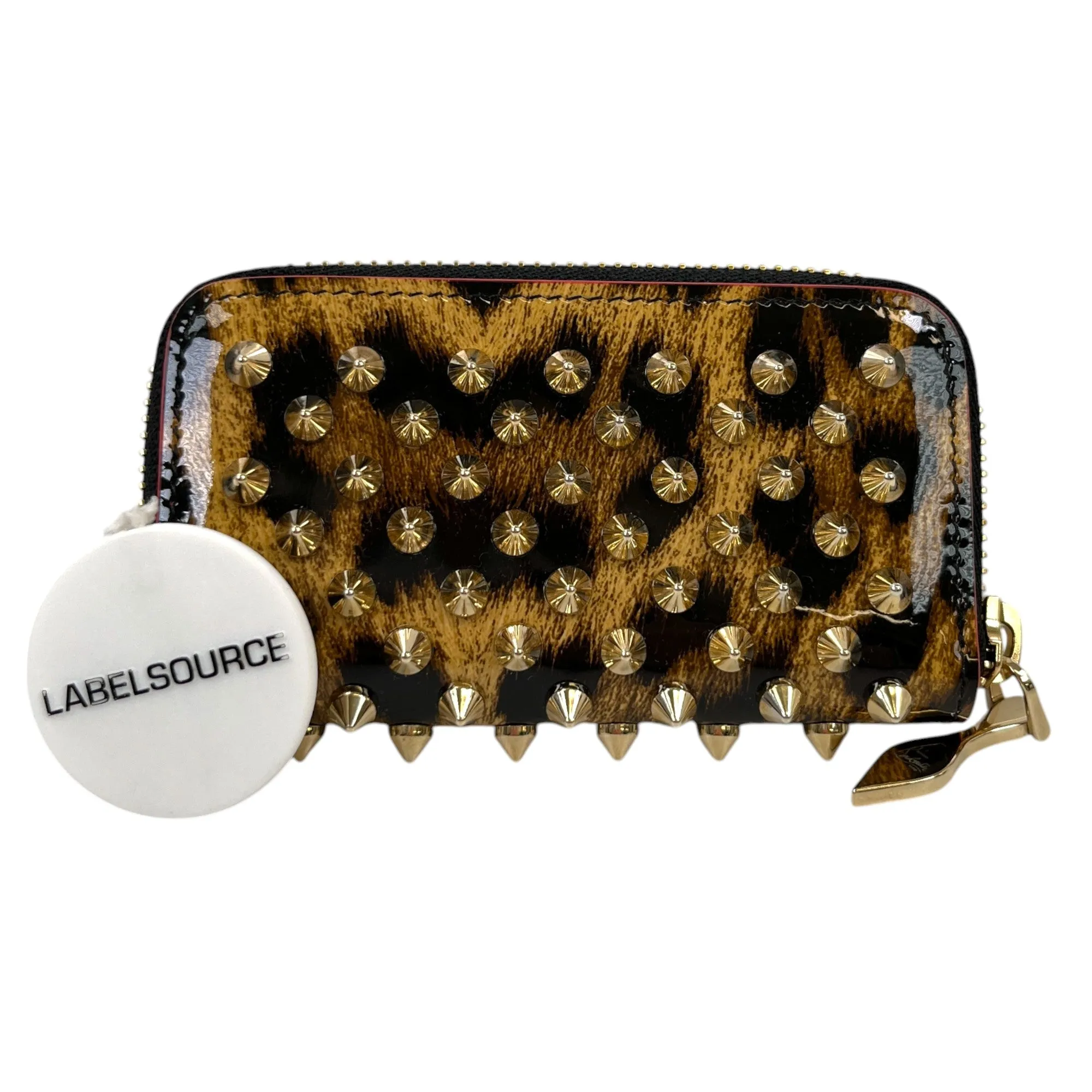 Women's Leopard Spike Coin Purse Brown