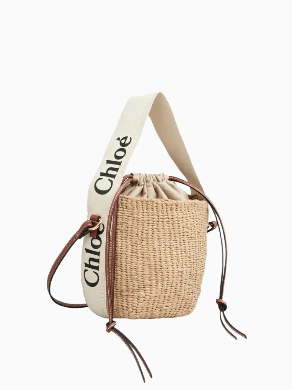 Woody raffia bucket bag