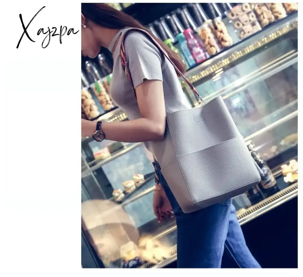 Xajzpa - Brand Designer Women Handbag and purse Large Capacity Colorful Strap Shoulder Bag PU Leather Bucket Crossbody Bags big Totes