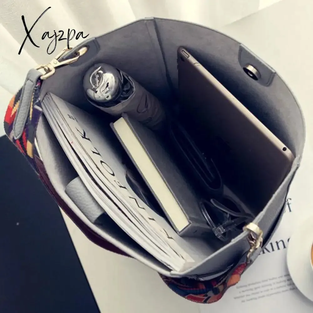 Xajzpa - Brand Designer Women Handbag and purse Large Capacity Colorful Strap Shoulder Bag PU Leather Bucket Crossbody Bags big Totes