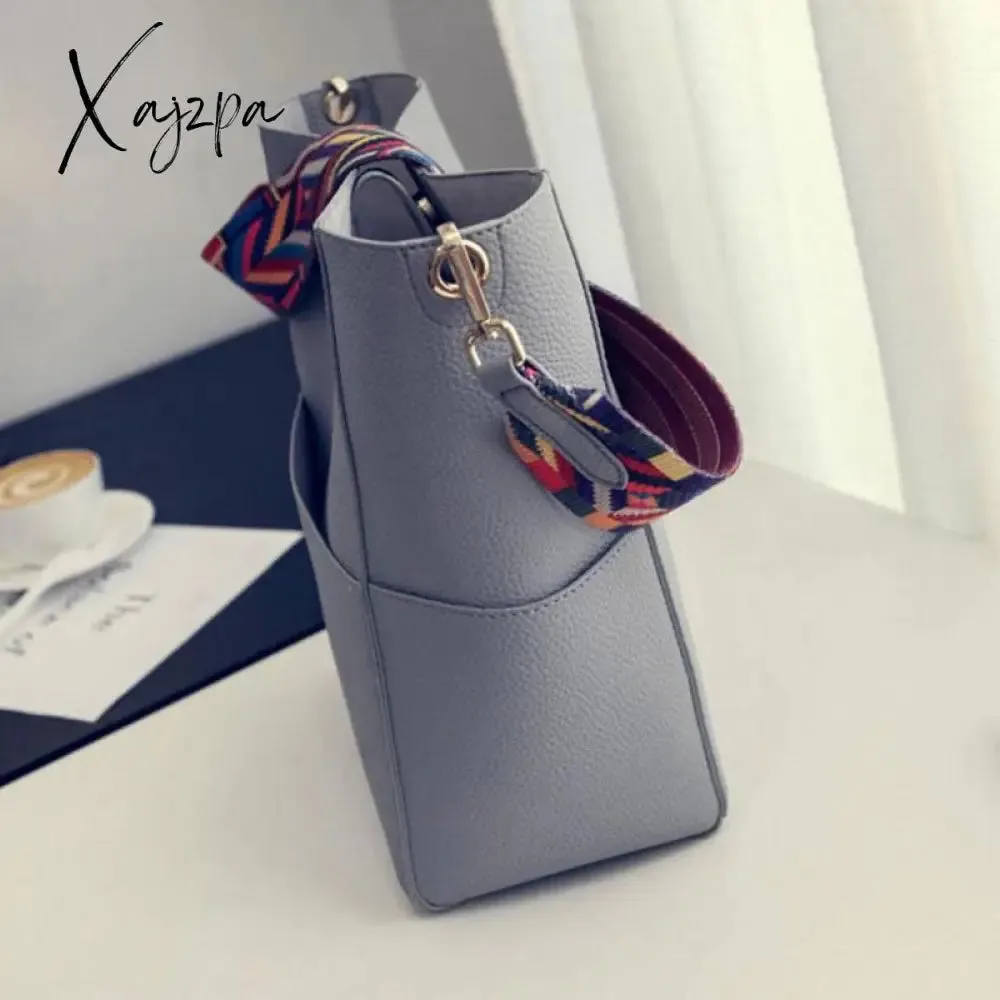 Xajzpa - Brand Designer Women Handbag and purse Large Capacity Colorful Strap Shoulder Bag PU Leather Bucket Crossbody Bags big Totes